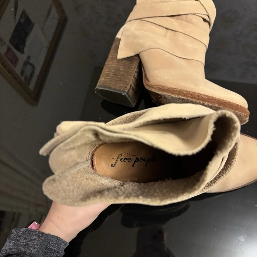 Free People Royal Rush Ankle‎ Boots Leather 38 8 Tan Boho Festival Rodeo Western